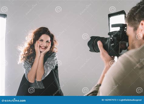 Photographer Taking Photos With Model Stock Image Image Of People
