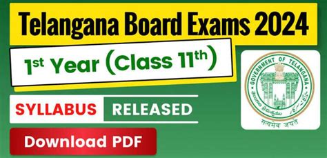 TS Intermediate Syllabus Telangana Board St Year Class Th