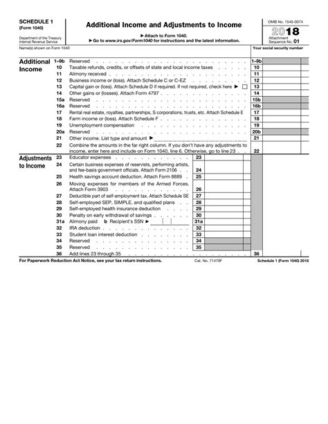Irs Form 1040 Schedule 1 2018 Fill Out Sign Online And Download