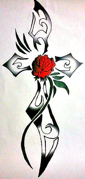 This is a simple drawing of medieval shield with cross buttony symbol on it. Tribal Cross - Red Rose. by Guitarist4LFE on DeviantArt