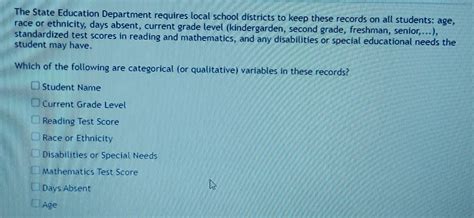Solved The State Education Department requires local school | Chegg.com