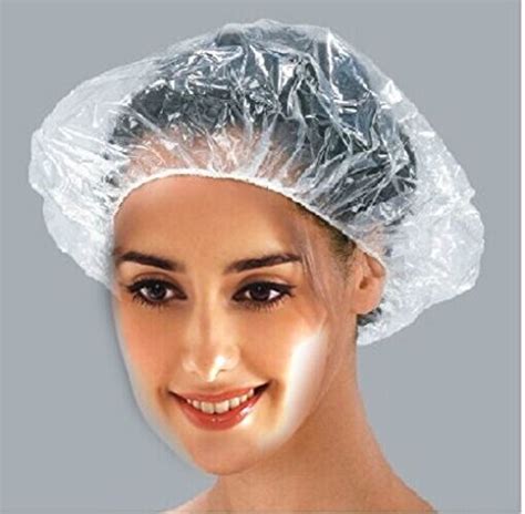 Buy 100 PCS Clear Disposable Plastic Shower Caps Large Elastic Thick