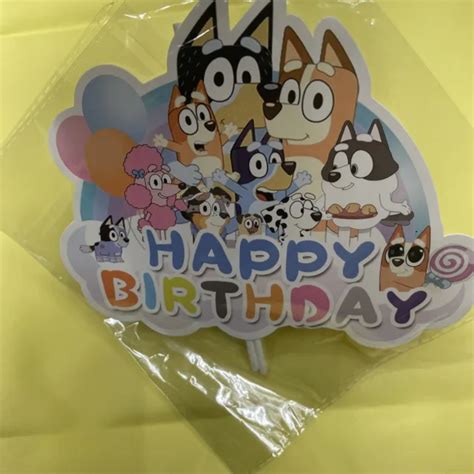 Bingo Bluey Theme Party Supplies Kit Happy Birthday Cake Topper Banner