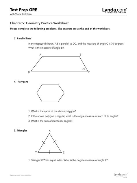 Test Prep Gre Chapter 9 Geometry Practice Worksheet