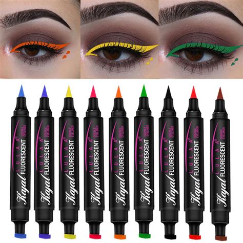 double end winged neon eyeliner liquid fluorescent luminous colorful seal stamp eye liner pen