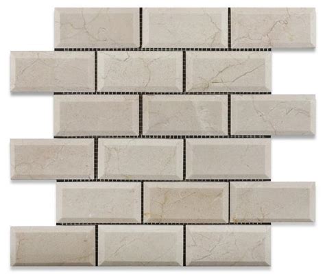Crema Marfil 2x4 Beveled Polished Brick Mosaic Tile Tilezz
