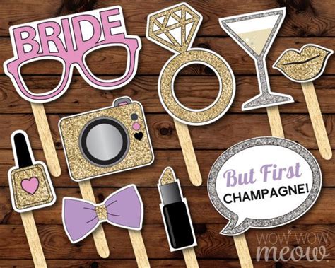 50 Photo Booth Props Printable Bridal Shower Bachelorette Party Instant Download Editable Cards
