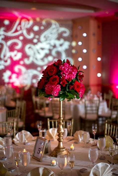 Red Rose And Pink Hydrangea Tall Centerpieces