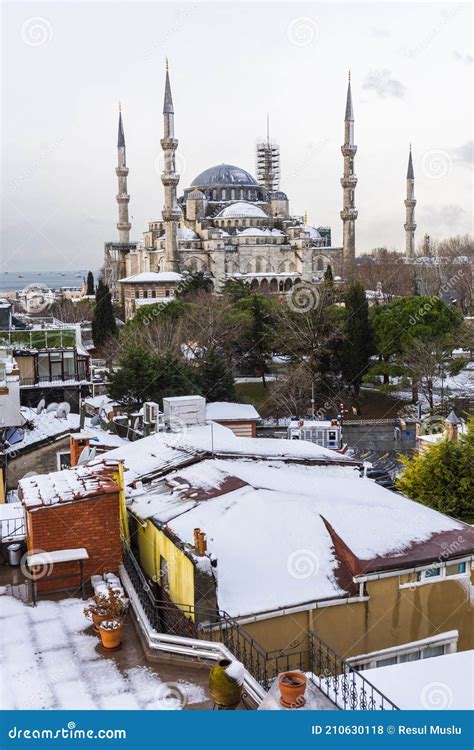 Snowy Day In Sultanahmet Square Istanbul Turkey Stock Photo Image