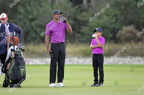 Tiger Woods His Son Charlie Right Editorial Stock Photo Stock Image
