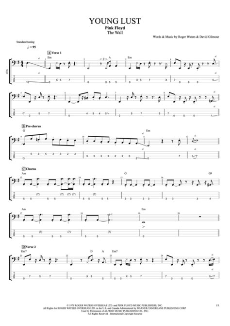 Young Lust Tab By Pink Floyd Guitar Pro Full Score Mysongbook