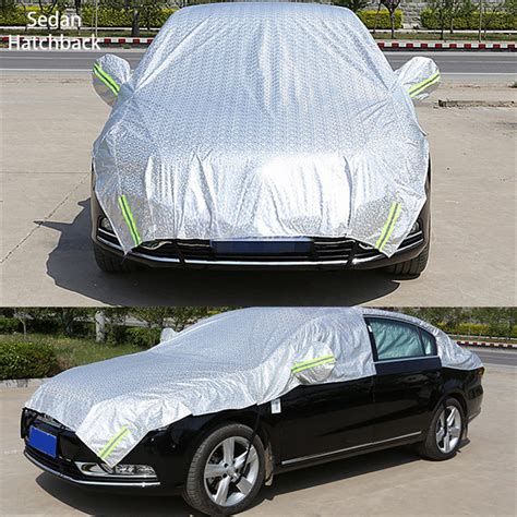 Semi Body Hatchback Car Cover Waterproof Sun Shade Heat Shield Canopy