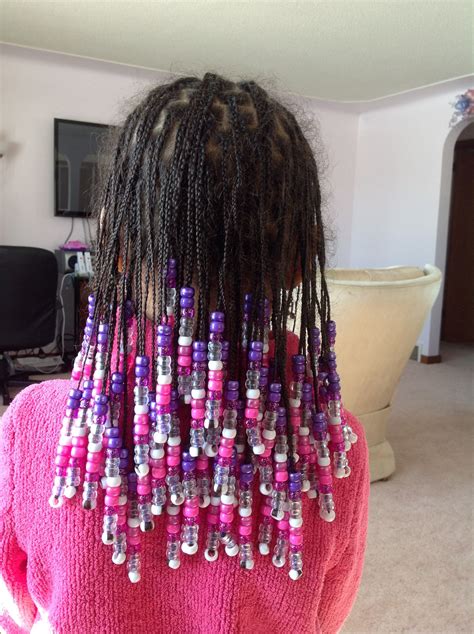 Savannah Box Braids Back View Purple Pink Clear And White Beads