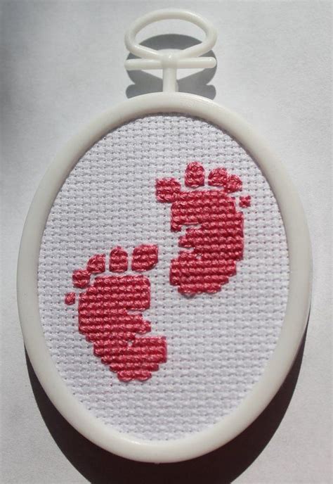 Oval Cross Stitch Pink Baby Feet Etsy Baby Feet Cross Stitch Baby