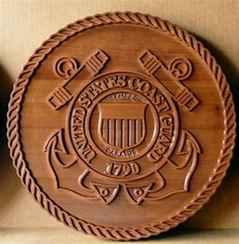 Np 1240 Carved Plaque Of The Great Seal Of The Us Coast Guard Cedar