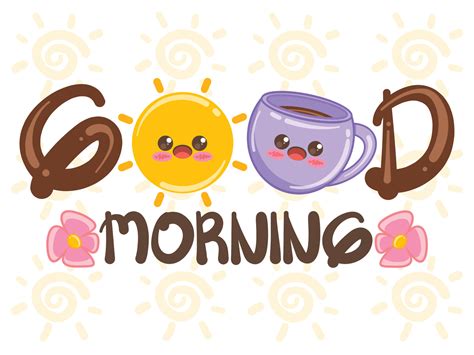 Cute Sun And Coffee Cup Good Morning Concept Cartoon Character And