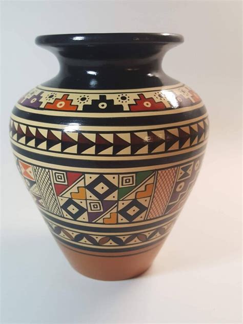 Cusco Peru Art Pottery Ceramic Vase Hand Painted Glazed Etsy