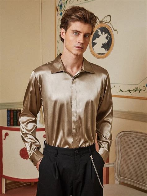 Silk Button Up Shirt Mens Long Sleeve Mike Escamilla