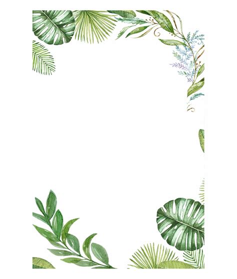 Clip art, page border, and vector graphics. Plants Tropical Jungle Leaves Border Frame Ftestickers ...