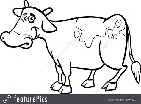 Domestic Animals Farm Cow Cartoon For Coloring Book
