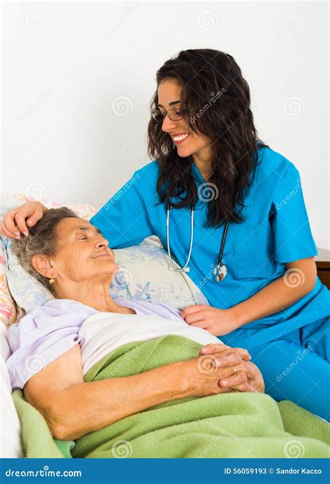 Kind Nurse With Elderly Stock Image Image Of Caretakers 56059193