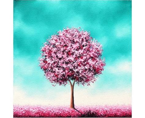 Original Oil Painting Cherry Blossom Tree Painting Pink
