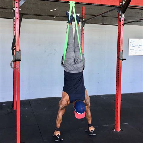 Handstand And Handstand Pushup With Resistance Bands