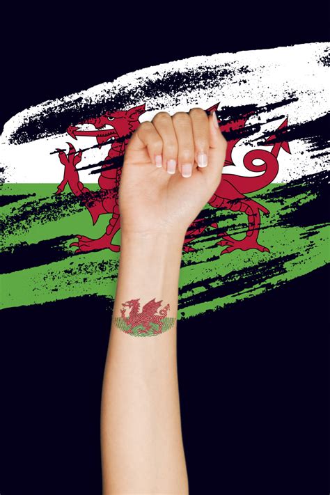 Welsh Fingerprint Flag Supporters Tattoo Inkstant