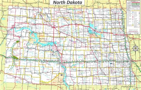 Large Detailed Tourist Map Of North Dakota With Cities And Towns
