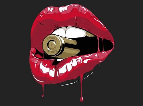 Biting The Bullet Red Lipstick Lips Png Design Dripping Lips Etsy