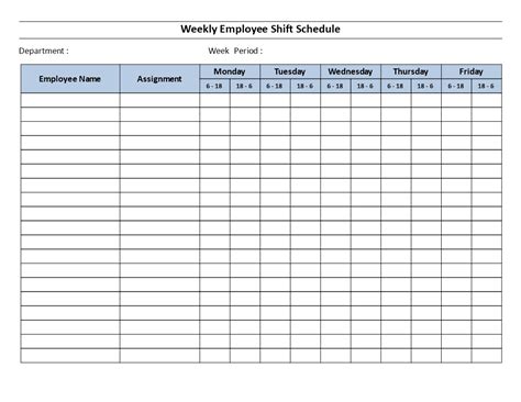 Printable 12 Hour Shift Schedule