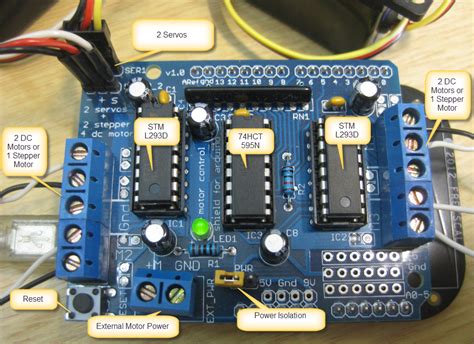 Построить Arduino Motor Stepper Servo Shield Часть 1