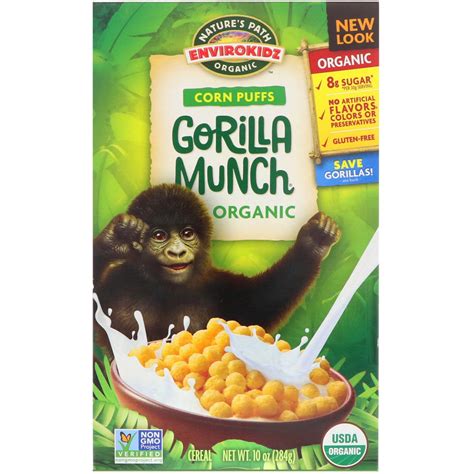 Natures Path Envirokidz Organic Corn Puffs Gorilla Munch Cereal 10