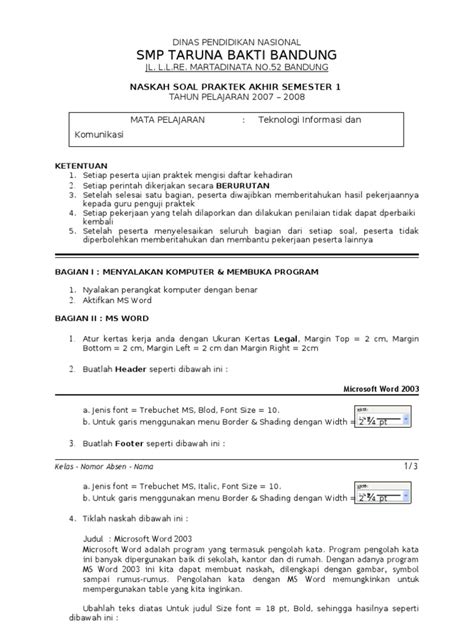 Seperti yang ditulis pada judulnya. Naskah Soal Praktek Tik Docshare Tips