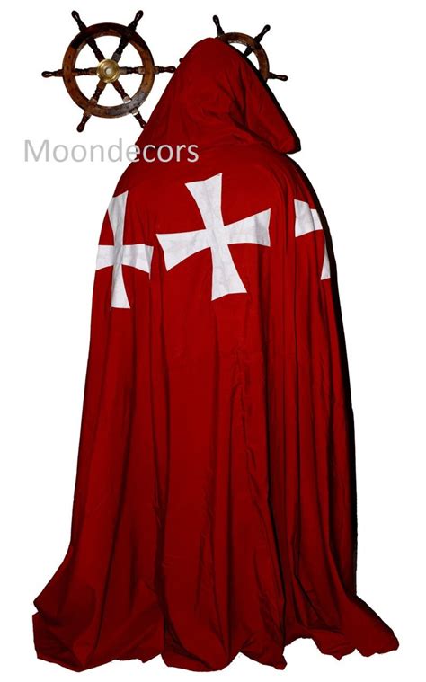 Knights Templar Tunic Red Cloak With Leather Strap White Etsy