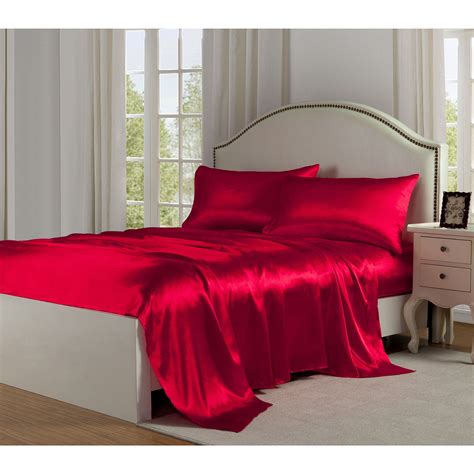 Charmeuse Satin Bed Sheet Set Satin Bedding Satin Sheets Red Bedding
