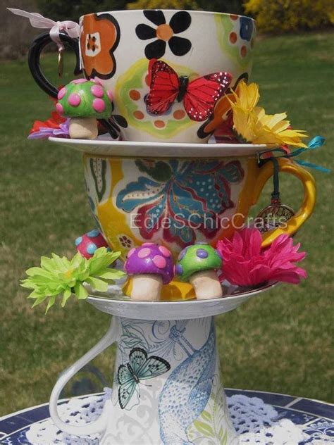 Whimsical Stacked Teacup Centerpiece With By Edieschiccrafts 5000