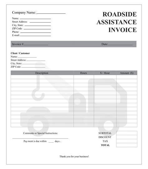 Road Service Invoice Template
