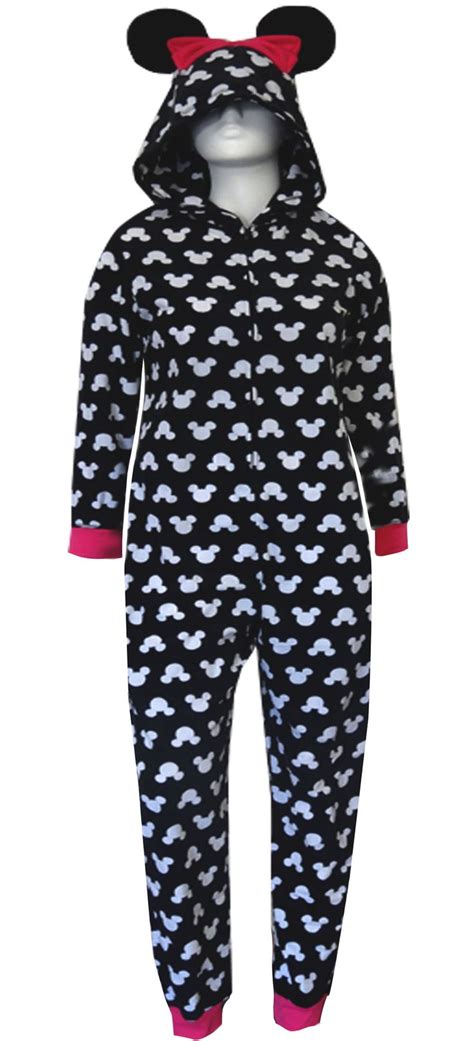 Disneys Minnie Ears On Black Hooded Onesie Pajama Onesie Pajamas