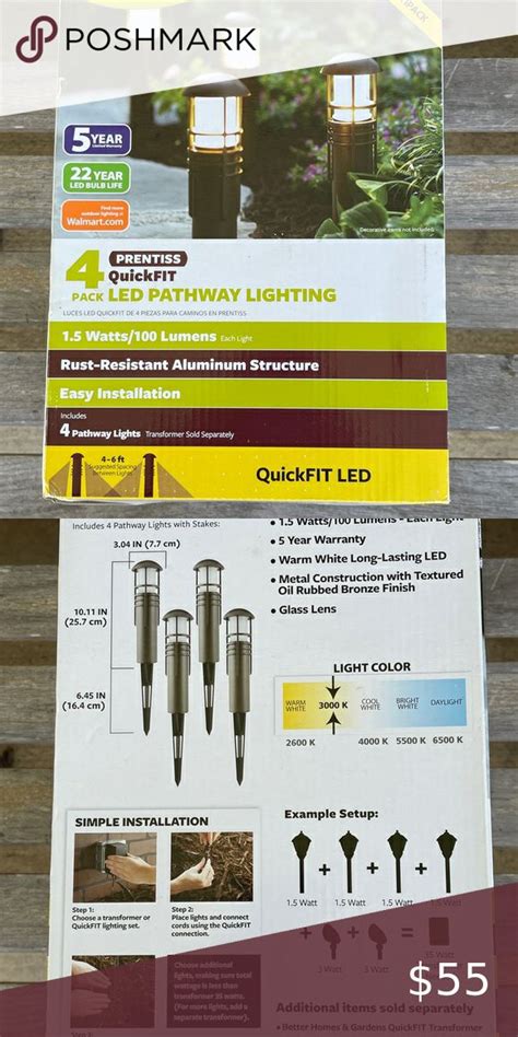 New 4 Pack Better Homes And Garden Prentiss Quickfit Led Pathway Lighting