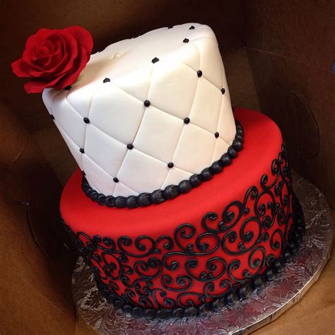 Black White And Red Birthday Cake For A Phantom Of The Opera Theme