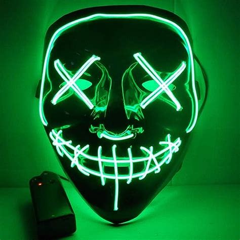 Holike Halloween Purge Mask Led Light Up Scary Glowing Mask For