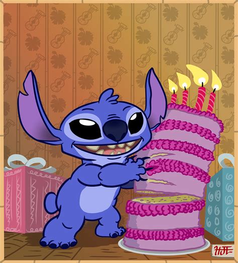 Stitch Cartoon Happy Birthday