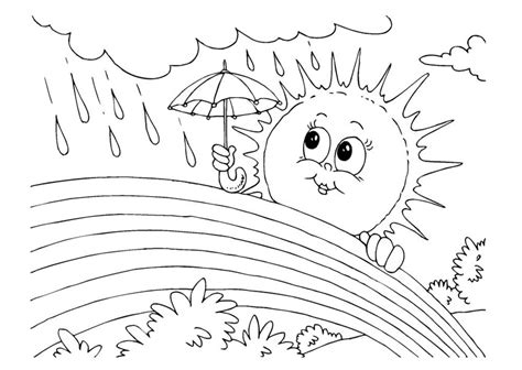 Find images of rainbow clouds. Rainbow And Sun In The Rain Coloring Pages For Kids #P5 ...