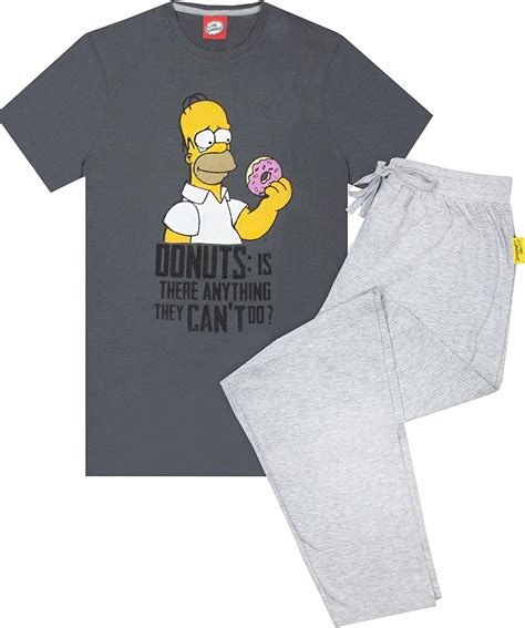 The Simpsons Mens Pajamas Homer Donuts Hemd And Lounge Pants Pjs Amazon De Fashion
