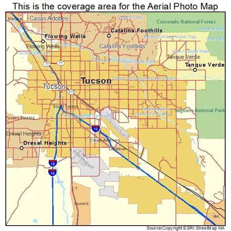 Aerial Photography Map Of Tucson Az Arizona