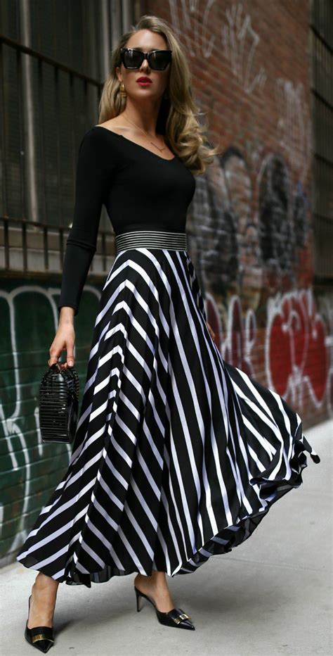 These white jeans have held up great too. SPRING FAVORITES // black and white striped maxi skirt ...