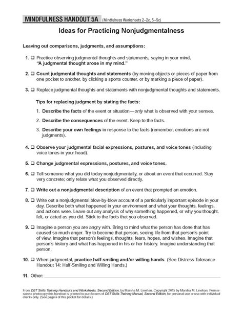 Dbt Mindfulness Worksheets
