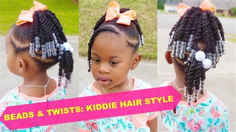 The hair is natural and beautiful with a gorgeous twisted look at the front. BEADS & TWISTS | TODDLER NATURAL HAIR STYLE | Thick 4b-4c ...