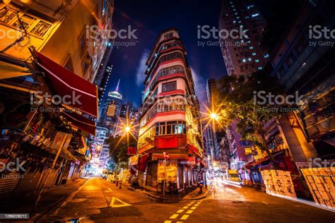 Night Street In Wanchai Hong Kong Stock Photo Download Image Now